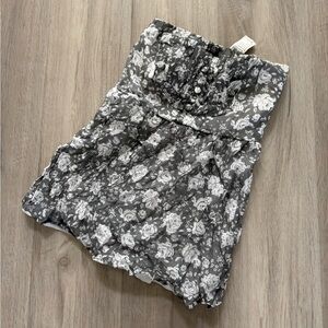 Wet Seal Gray Floral Strapless Tank Top